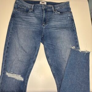 PAIGE Verdugo Ankle Jeans with Distressed Details Ripped Knee Size 32